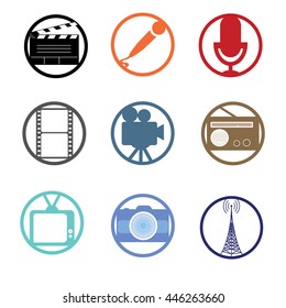 colored icons associated with media