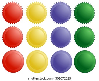 colored icons, badges, labels