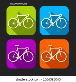 colored icons depicting a track bike. Bicycles with fixed gear. A bike