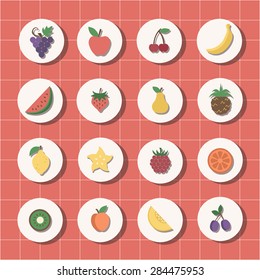 Colored icons fruits