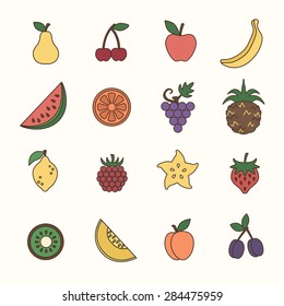 Colored icons fruits