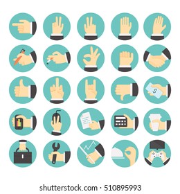Colored icons hand gestures