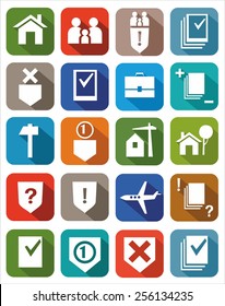 Colored icons legal services.  Icons of legal services for websites, advertising and printing. 