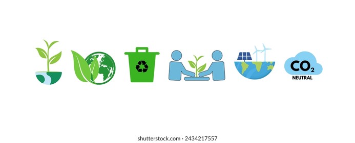 Colored icons sustainable and environmental ( ESG) concepts