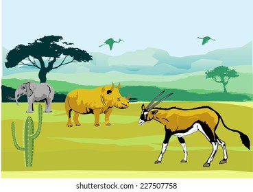 Colored illuatration of savannah