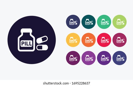 Colored illustration with 13 pills icon.