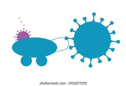 Ilustración coloreada sobre la multiplicación de virus. Idea adecuada para temas médicos.