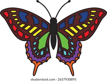 Colored illustration of a beautiful butterfly