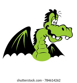 Colored illustration of a cartoon dragon. Isolated on white background.