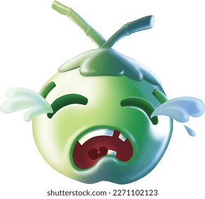 Colored illustration of a cry baby coconut.