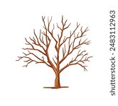 Colored illustration of a dry bare tree.