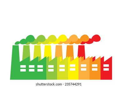 Colored illustration of factories as energy efficiency concept