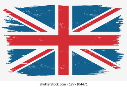 Colored illustration of a flag with a grunge texture on a white background. Vector illustration in vintage style for print, emblem, poster, sticker, label. Heraldry, flag of Great Britain.