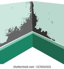 Colored Illustration For Inside Of A Room Wall Damp Mould Can Irritate Eyes Skin And Nose Ruin Your Home Condensation Destroy Health