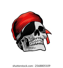 colored illustration of pirate skull