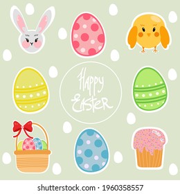 Colored illustration of a set of Easter. Idea for website design, 
for blogs, for print.