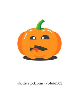 colored illustration of a simple cartoon funny pumpkin for halloween which in perplexity