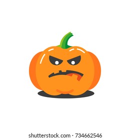 colored illustration of a simple cartoon funny pumpkin for halloween which is angry