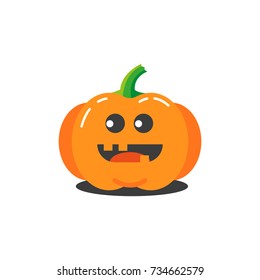 colored illustration of a simple cartoon funny dumb pumpkin for halloween
