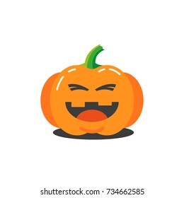 colored illustration of a simple cartoon funny pumpkin for halloween which laughs