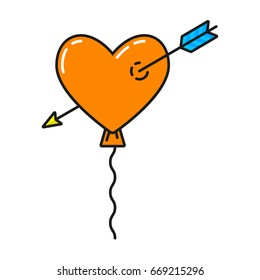 Colored illustration of a simple red heart shaped ball