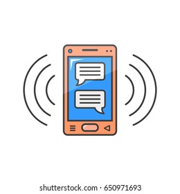 Colored illustration of smartphone with messages