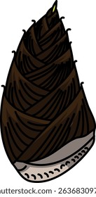 Colored Illustration of Whole Bamboo Shoot