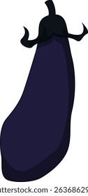 Colored Illustration of Whole Eggplant