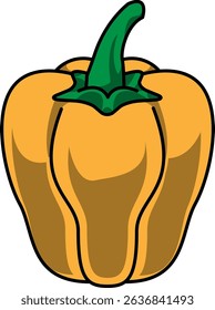 Colored Illustration of Whole Sweet bell pepper