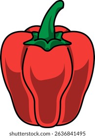 Colored Illustration of Whole Sweet bell pepper