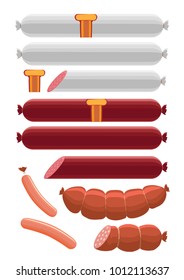 Colored illustrations of sausages