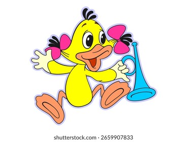 Imagen coloreada de un patito con una pipa 1