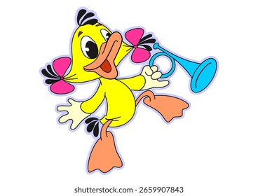 Imagen coloreada de un patito con una pipa 2