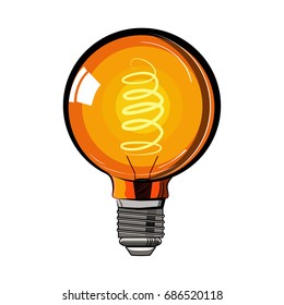 Colored incandescent light bulb sketch