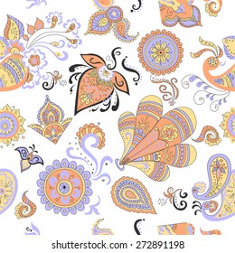 Colored Indian vintage floral seamless, excellent vector illustration, EPS 10