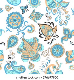 Colored Indian vintage floral seamless, excellent vector illustration, EPS 10