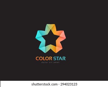 Colored infinity star abstract logo design. Creative business concept icon. Vector idea logotype.