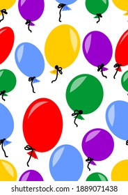 globos inflables de colores sobre un fondo blanco. Fondo sin soldadura, patrón para textiles para niños, papel de envoltura, diseño vectorial