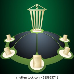 Colored info graphic with theme of banking