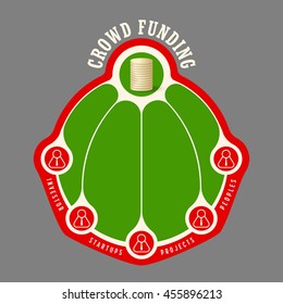 Colored info graphic with theme of crowd funding