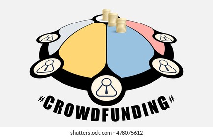 Colored info graphic with theme of crowd funding