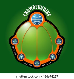 Colored info graphic with theme of crowd funding