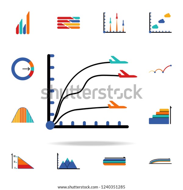 colored Infographic\
chart in airport icon. Business data graphics icons universal set\
for web and mobile