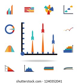 colored Infographic chart in rockets icon. Business data graphics icons universal set for web and mobile