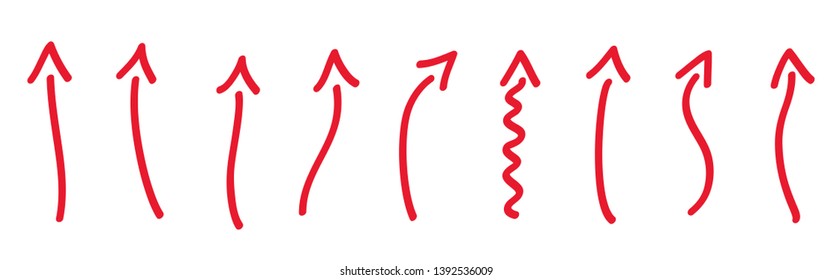 Colored infographic elements isolated on white. Set of sketchy indicator signs. Hand drawn simple pointers. Line art. Abstract arrows