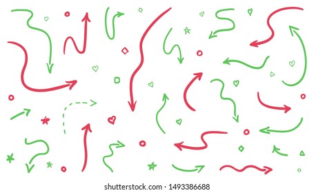 Colored infographic elements isolated on white. Hand drawn simple pointers. Abstract signs. Sketchy symbols for work