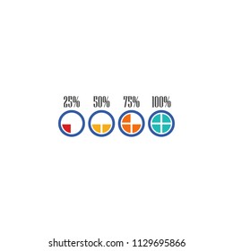 colored Infographic pie charts in percent illustration. Element of business chart for mobile concept and web apps. Infographic pie charts in percent can be used for web and mobile on white background