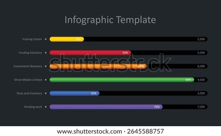 Colored infographic. statistics column horizontal graph template for your infographic. horizontal bar chart template