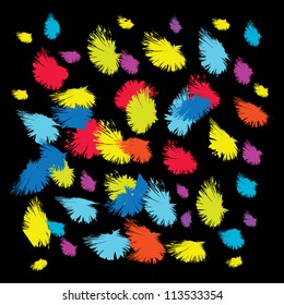 Colored ink on a black background,
