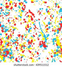 Colored ink spots. Drops ink. Seamless vector pattern (background).